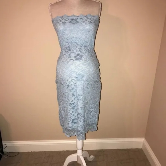 Nicole Michelle Maternity Elegant Lace Dress Light Blue*PERFECT FOR BABY SHOWER - Picture 2 of 6